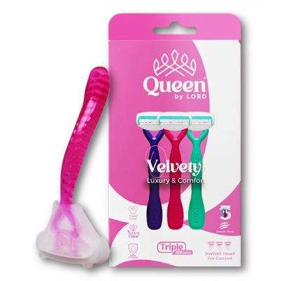 QUEEN VELVETY 3 BLADES RAZORS PACK 3 RAZORS FOR WOMEN